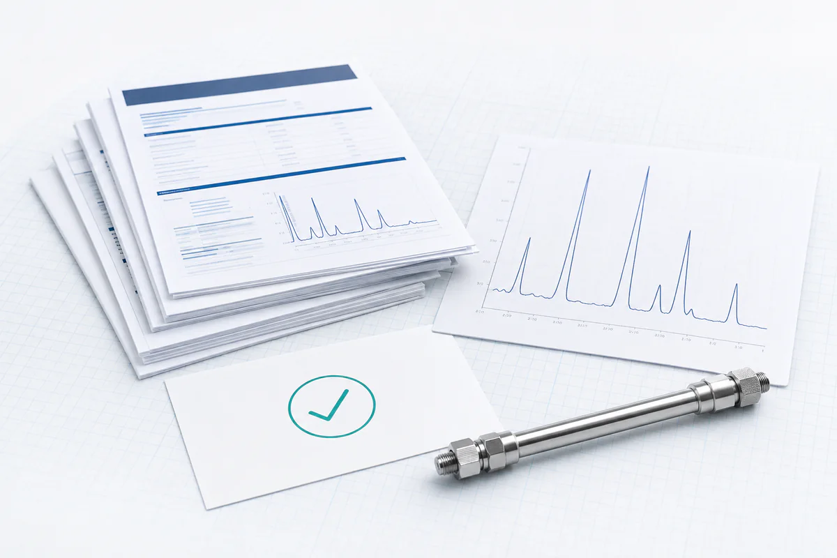 Technical documents and an HPLC chromatogram